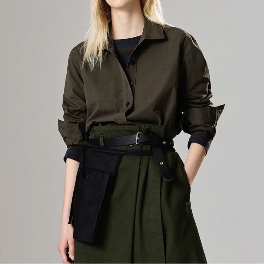 MHL Margaret Howell cotton “swing shirt” size L in green (labeled “forest”) EUC